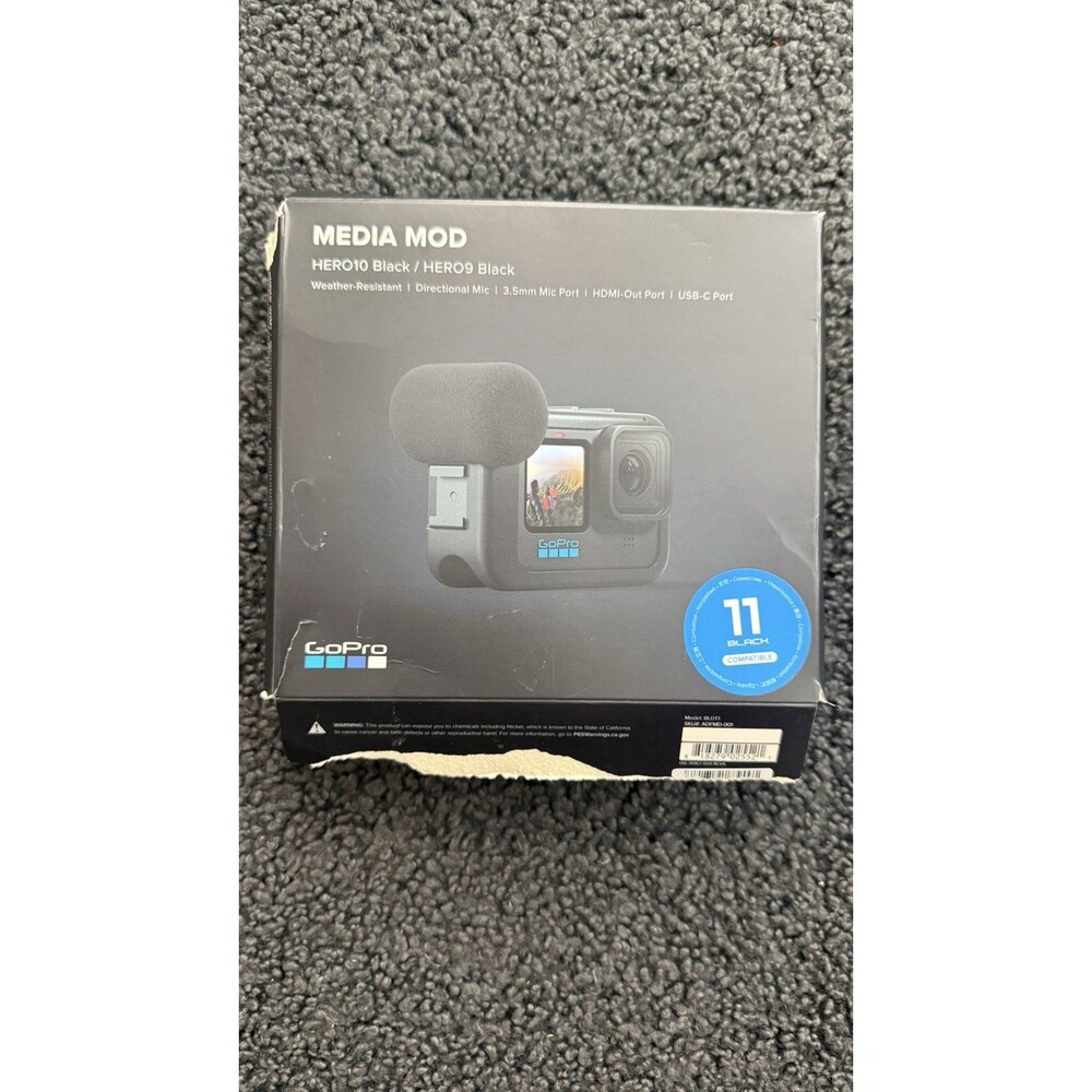 GoPro - Media Mod Compatible with HERO13 Black/HERO12 Black/HERO11 Black/HERO...